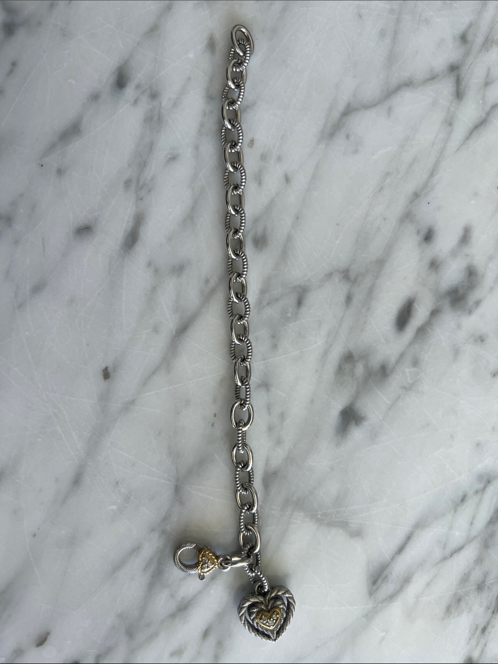 Judith Ripka Sterling Silver Heart Charm Bracelet - Free Shipping!